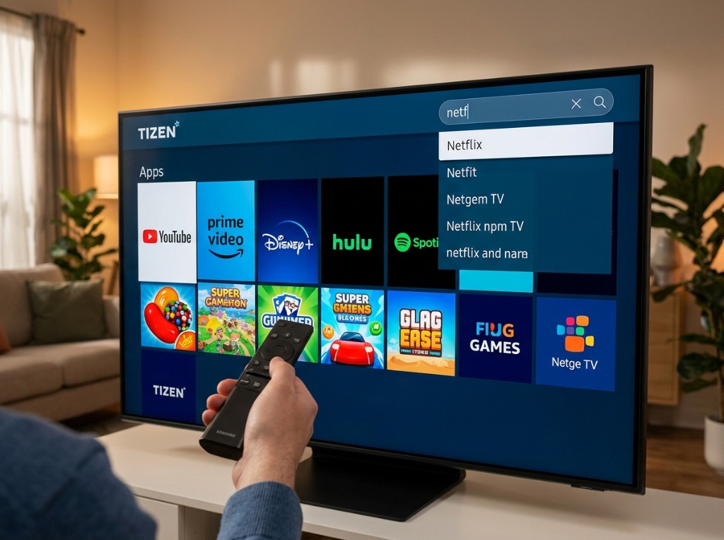 Interface de procura do melhor aplicativo iptv para tv samsung na loja Tizen Smart Hub